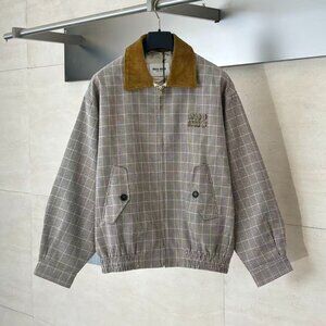 Miu Miu Check Corduroy Collar Retro Short Jacket, Size S.